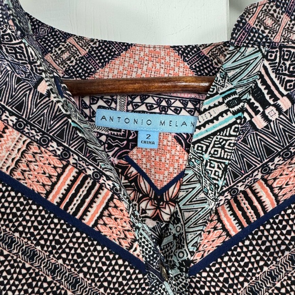 Antonia Melani Button Up Pattern Dress Women’s Size 2 - Picture 2 of 9